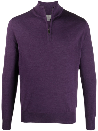 Canali Zipped High-neck Jumper In Purple