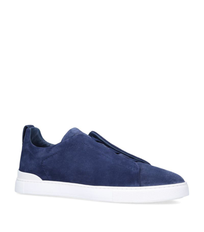 ZEGNA SUEDE TRIPLE STITCH SNEAKERS