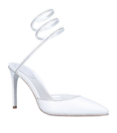 René Caovilla Cleo Embellished Ankle-wrap Pumps In White Crystal Moo