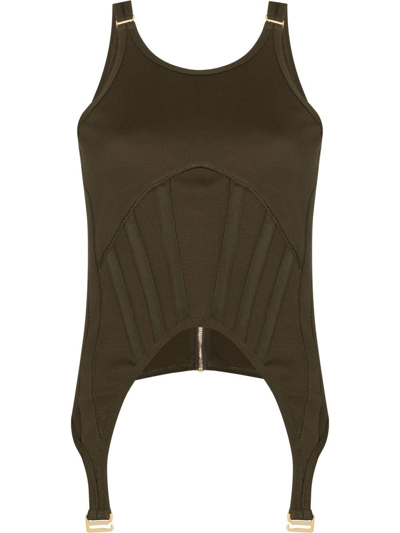 Dion Lee Corset-panel Waistcoat Top In Green