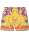 Versace Baroque-print Slip-on Swim Shorts In Yellow