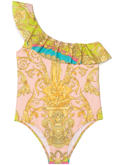 Versace Kids' Baroque Pattern-print Swimsuit In Fantasia