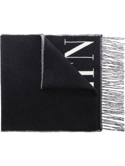 Valentino Vltn Virgin Wool And Cashmere Scarf In Black