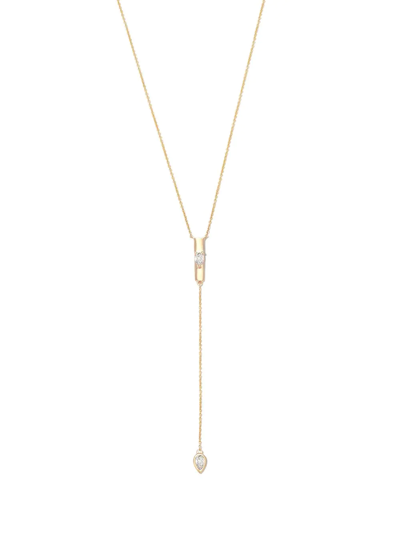 Dana Rebecca Designs 14k Yellow Gold Taylor Elaine Pear Vertical Bar Lariat Diamond Necklace