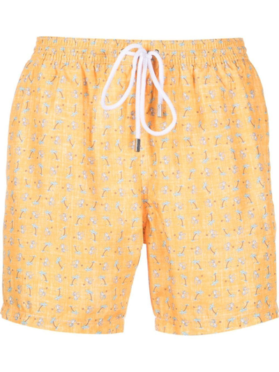Barba Graphic-print Swim Shorts In Yellow