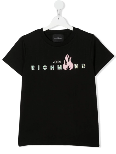 John Richmond Junior Teen Logo-print T-shirt In Black