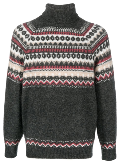 Brunello Cucinelli Green Roll Neck Intarsia-knit Jumper