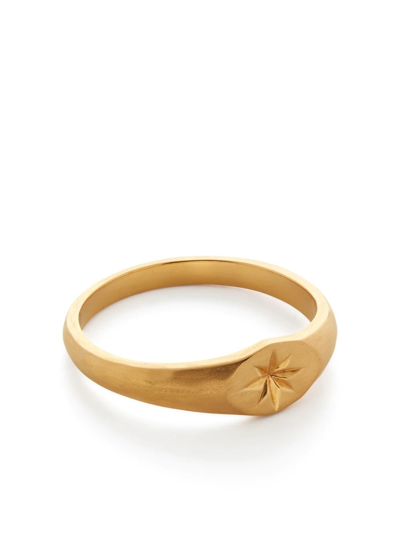 Monica Vinader Gold Plated Vermeil Silver Guiding Star Signet Ring