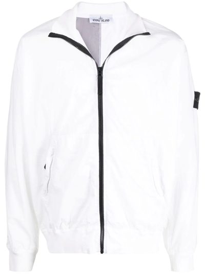 Stone Island Logo-patch Zip-fastening Jacket In White