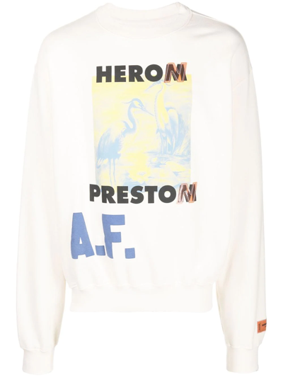 Heron Preston Authorized 图案印花卫衣 In Cream