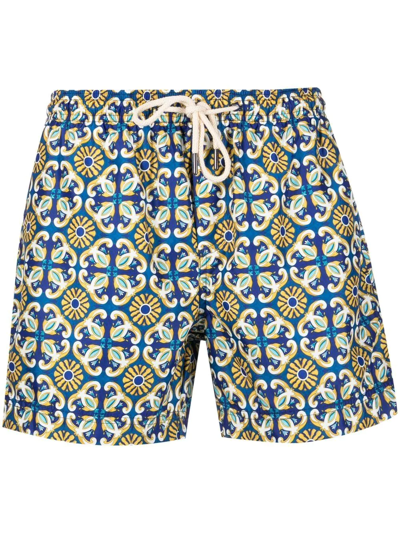 Peninsula Swimwear Tile-print Swim Shorts In Blue