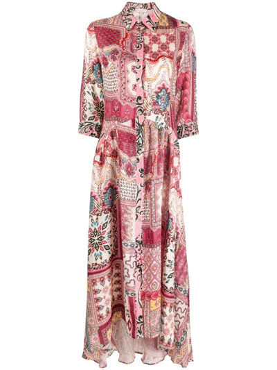 Anjuna Licia Patchwork-print Maxi Dress In Pink