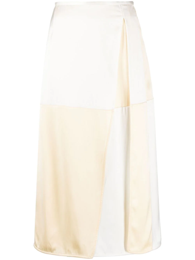 Jil Sander Colour-block Silk Midi Skirt In Neutrals