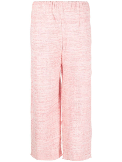 Vitelli Marl-knit Cropped Trousers In Pale Pink