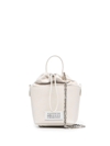 Maison Margiela Chalk Leather And Canvas Mini 5ac Bucket Bag In Neutrals