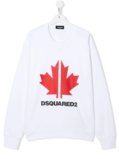 Dsquared2 Teen Logo-print Sweatshirt In White