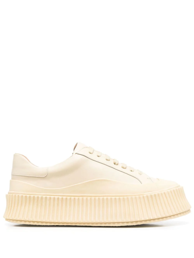 Jil Sander Leather Chunky-sole Trainers In Beige