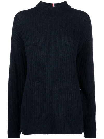 Tommy Hilfiger Logo-plaque Knitted Jumper In Blue