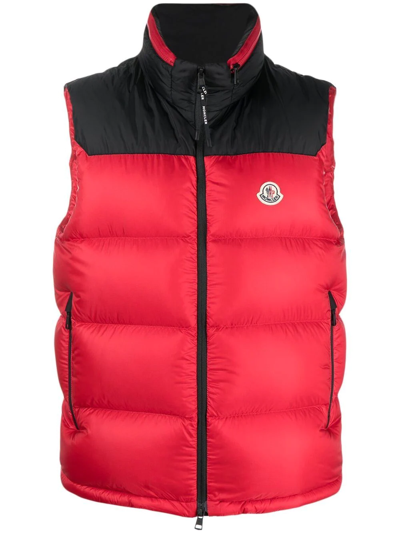 Moncler Red Ophrys Hooded Quilted Gilet