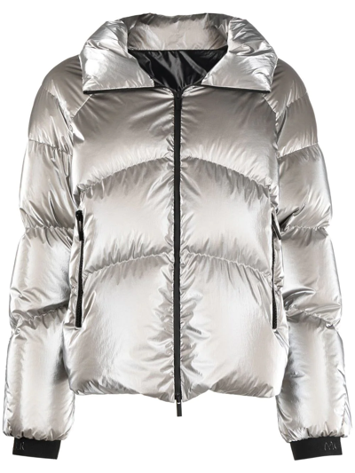 Moncler Avoriaz Quilted Metallic Shell Down Jacket In Grigio