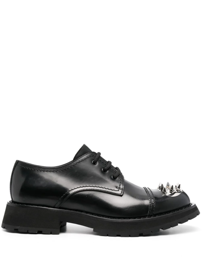 Alexander Mcqueen Punk Stud Leather Derby Shoes In Black