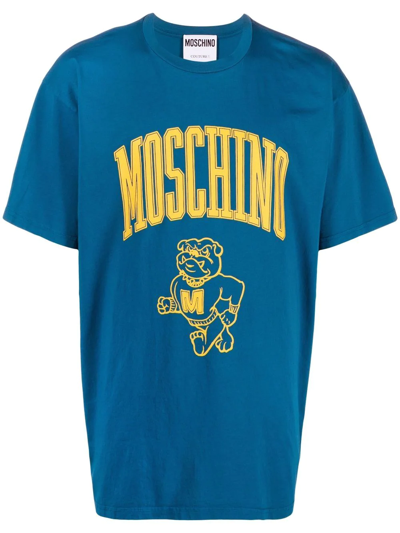 Moschino Logo-print Cotton T-shirt In Blue