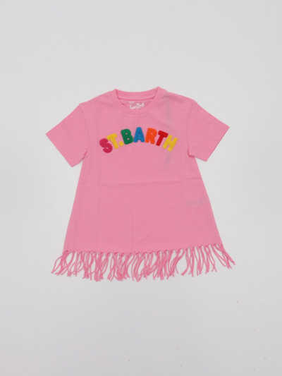 Mc2 Saint Barth Teen Abbey Fringed T-shirt Dress In Pink