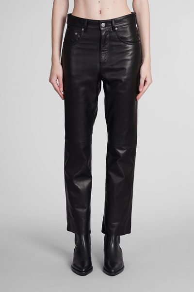 Golden Goose Golden Leather Cropped Flare Trousers In Black