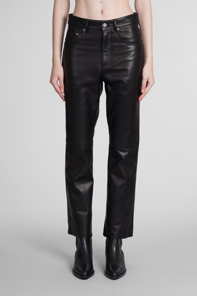 Golden Goose Golden Leather Cropped Flare Pants In Black