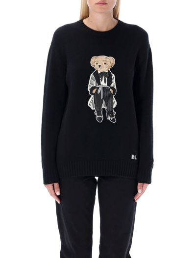 Polo Ralph Lauren Cinema Polo Bear Cashmere Sweater In Black