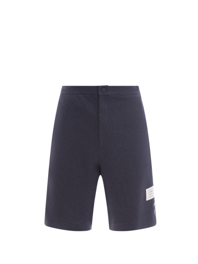 Thom Browne Logo Patch Bermuda Shorts In Blue