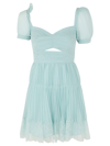 Self-portrait Chiffon Cut-out Minidress In Light Blue