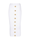 Balmain Ribbed Knit Mini Skirt W/ Buttons In Fa Blanc
