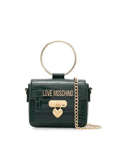 Love Moschino Croco Print Small Crossbody In Bottle