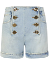 Balmain Button-front Denim Shorts In Blue