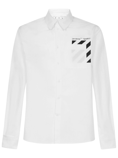 Off-white Diag-stripe Cotton Shirt In White