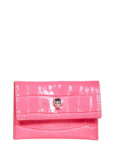 Alexander Mcqueen Messenger Skull Cardholder In Pink