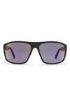 Kenneth Cole 66mm Rectangle Sunglasses In Black/ Other / Blue Mirror