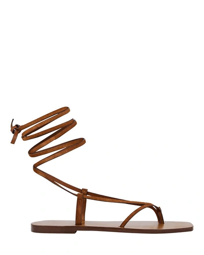 A.emery Nolan Suede Ankle Wrap Sandals In Sienna
