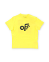 Off-white Yellow T-shirt For Boy With Black Logo In Yellow