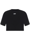 OFF-WHITE OFF-WHITE OFF STAMP RIBBED CROPPED T-SHIRT,OWAA081C99JER0011001