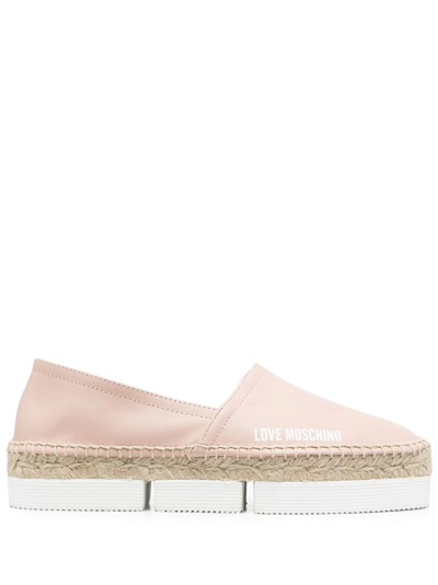 Love Moschino Logo-print Leather Espadrilles In Rosa
