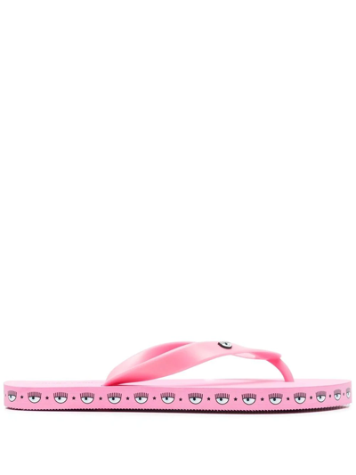 Chiara Ferragni Eye-detail Flip Flops In Pink