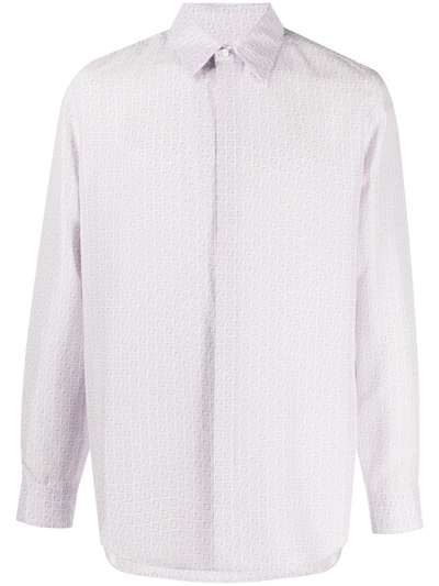 Fendi Ff-print Silk Long-sleeve Shirt In Purple