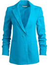Alice And Olivia Pailey Fitted Linen-blend Blazer In Blau