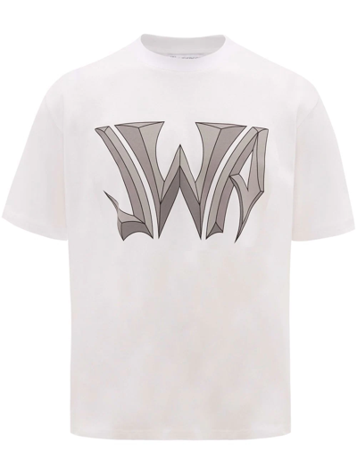 Jw Anderson Gothic-logo Oversized Cotton-jersey T-shirt In White