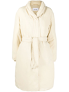 Calvin Klein Down Wrap Puffer Coat In Neutrals