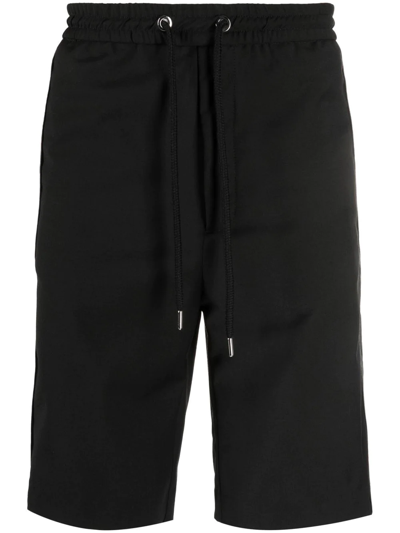 Les Hommes Elasticated Drawstring-fastening Shorts In Black