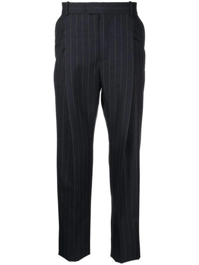Alexander Mcqueen Pinstripe Pleat-detail Tailored Trousers In Blue ...