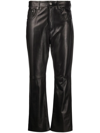 Golden Goose Golden Leather Cropped Flare Pants In Black